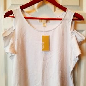 Shoulders out, MK large. white short sleeve top